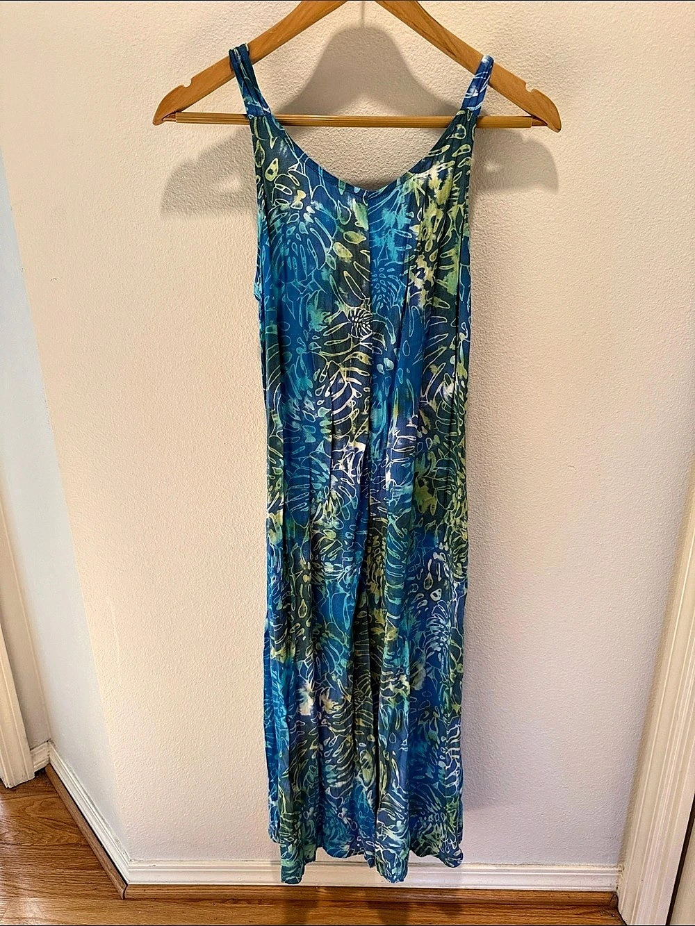 Blue Ginger Blue Green Abstract Maxi Dress Size XS